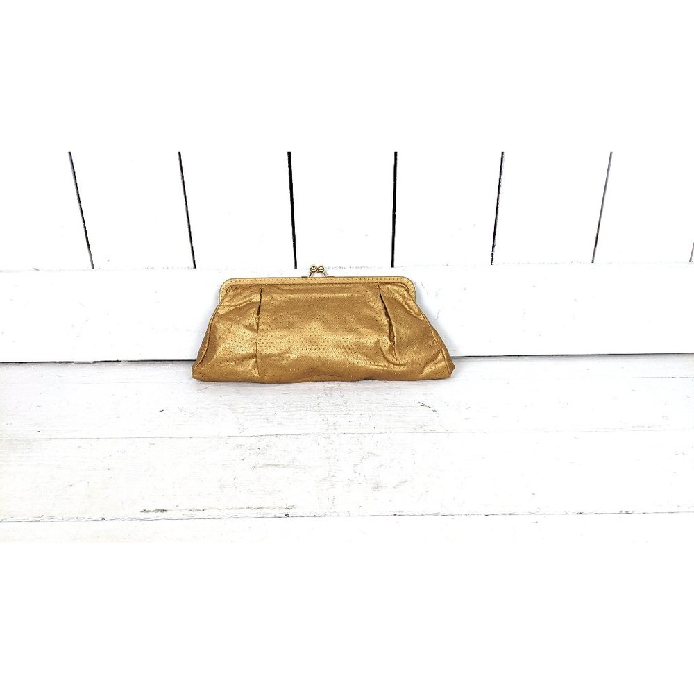 90s vintage gold silver faux leather clutch purse